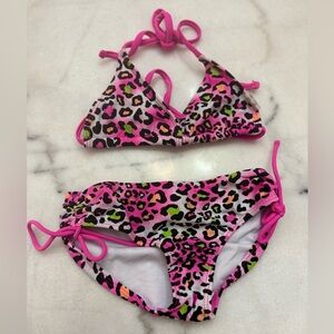 Kanu Surf Girls' Splash Bikini Swimsuit Pink Leopard